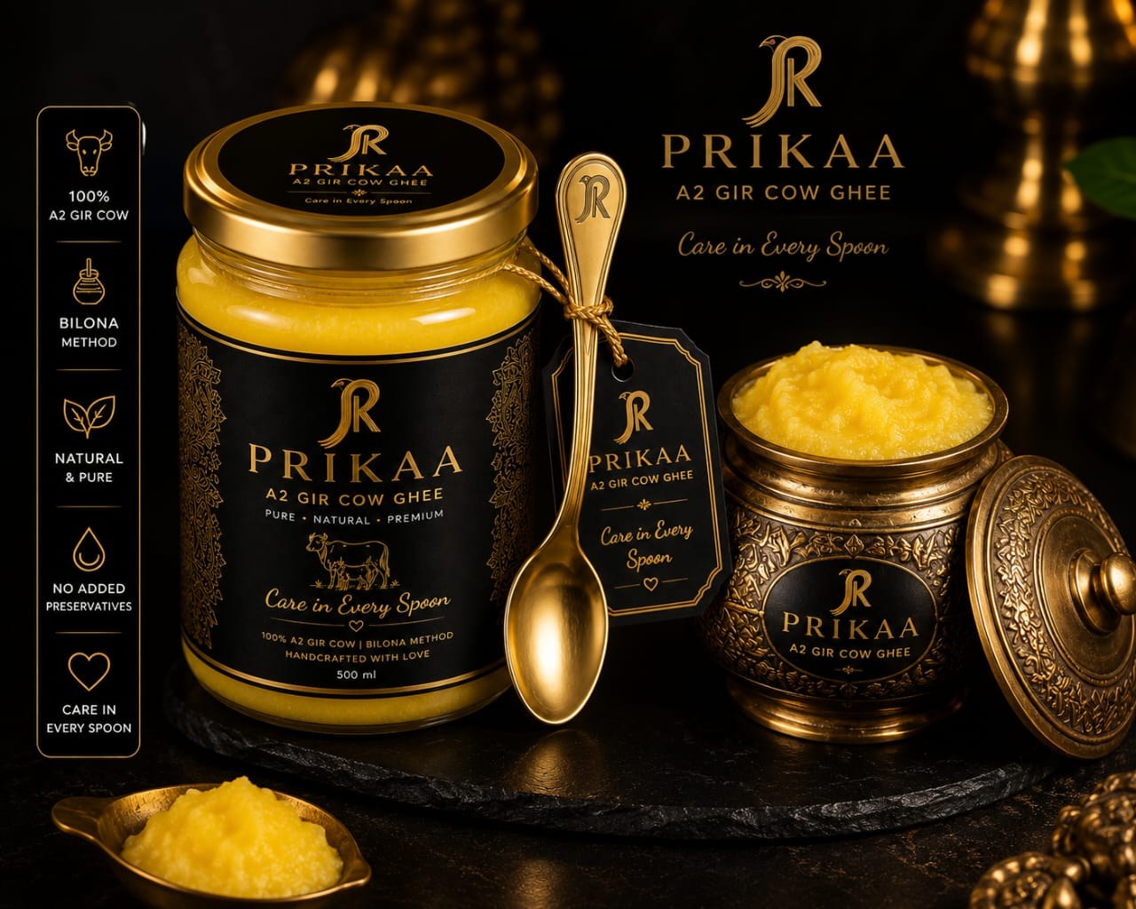 PRIKAA A2 Gir Cow Ghee packaging